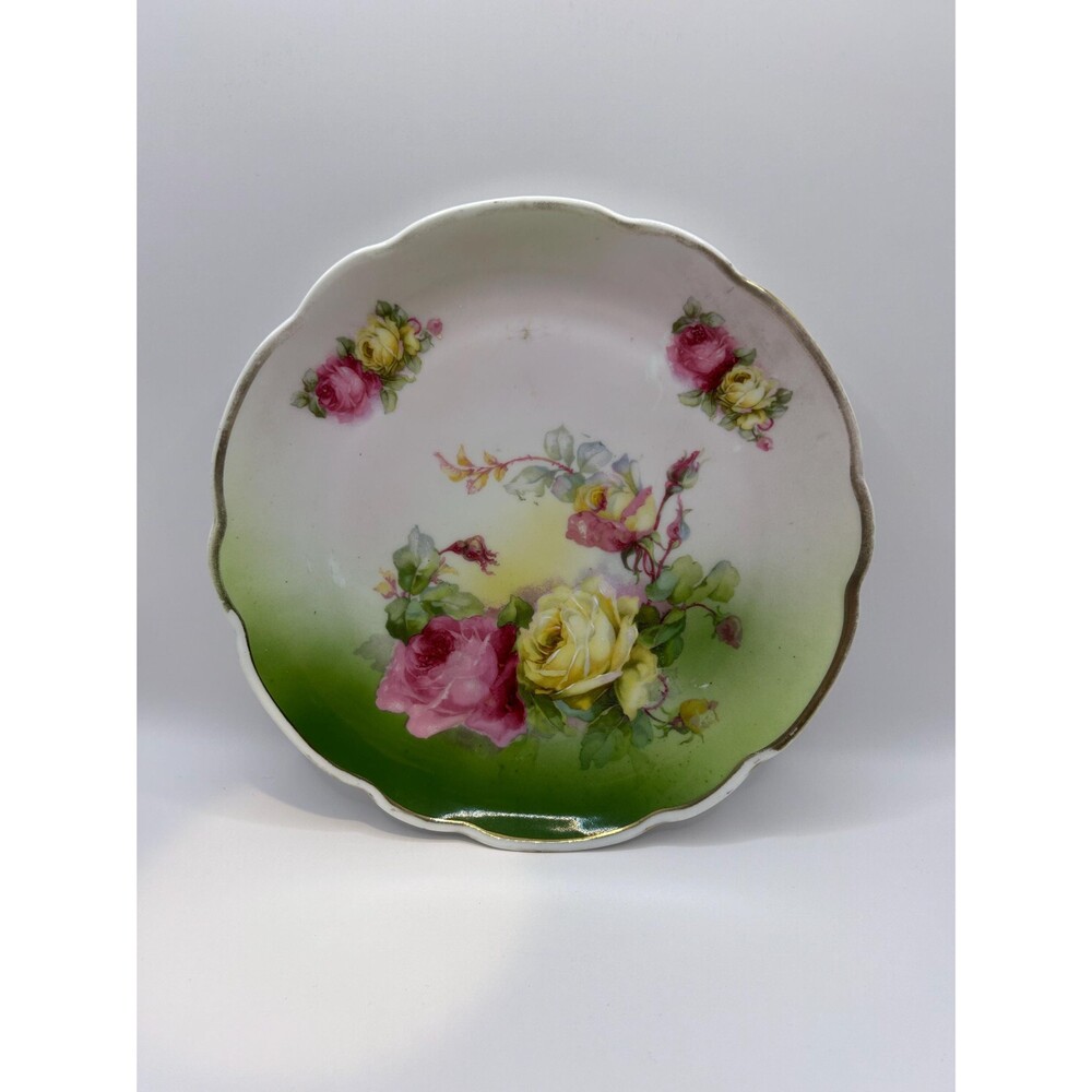 Porcelain Prince Regent Bavaria Hand Painted Red and Yellow Roses Plate
